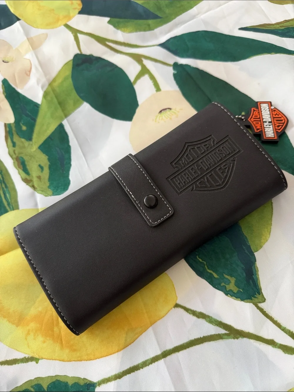 Harley-Davidson Black Wallet with Orange Logo Charm